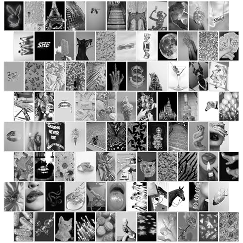 Y2K BOO Trendy & Classic Black & White Aesthetic Wall Collage Kit – 100 Glamorous Party Photos, 4"x6" for Teen Girls Dorm Room Decor, Bold & Sparkling Moments, Ideal Gift for Birthday & Graduation