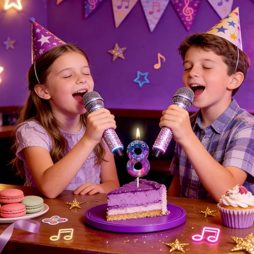 Image of Purple Number 1 Birthday Candles, Cartoon Themed Cupcake Toppers for Boys Girls Cake Decorations, Cake Toppers, Birthday Decorations Party Supplies, Number Candles for Party Decor