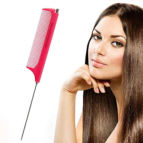 6 Colors Durable Steel Pin Tip Combs Haie Comb Hairdressing Beauty Tools Magic 10 Piece Professional Hair Styling Comb Set, Black Heat-resistance Hairdressing Brush Barbers(Pink)