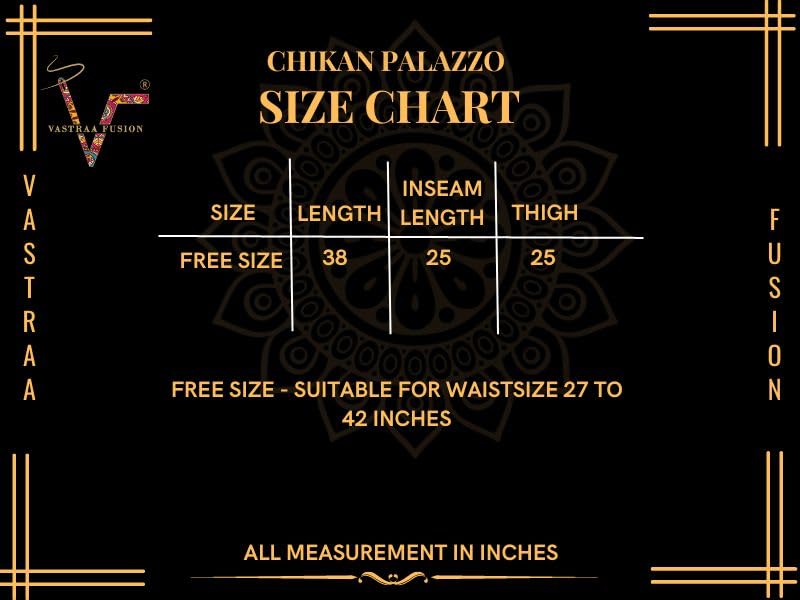 Image of Vastraa Fusion Women's Regular Fit Cotton Chikan Palazzo