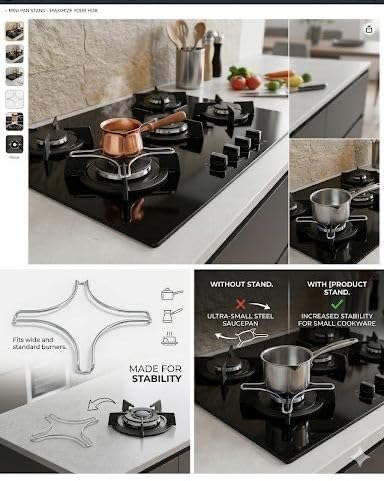 Image of Mini pan support for Gas Stove HOB TOP stainless steel Set of 2