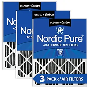 Nordic Pure 24x24x2PM12C-3 Pleated MERV 12 Plus Carbon AC Furnace Filters (3 Pack), 24 x 24 x 2