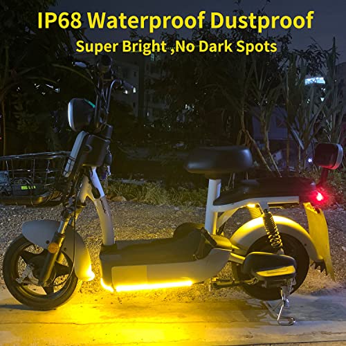 YM E-Bright Car Led Strip Lights Cuttable Underbody Ambient Led Lighting for Motorcycle Trucks Van Boat Night Fishing Interior Exterior Waterproof IP68 24inch 60CM 72SMD 12v,Yellow/Amber(Pack of 4)