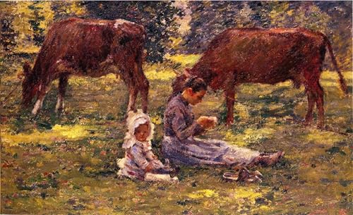 Tableaux Graffiti Art Mural vache Theodore Robinson impression sur toile 60x90cm moderne