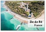 Luft-Panorama-Aufnahme der Phare des Baleines oder Leuchtturms der Wale aus dem Meer auf der Ile De Ré oder der Insel Re Frankreich, Kühlschrankmagnet