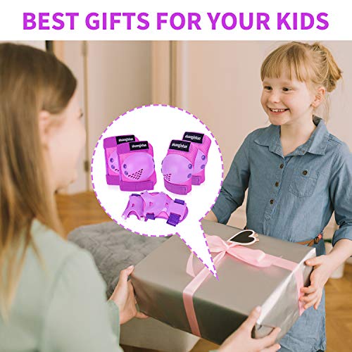 Knee Pads Kids/Youth, 6-in-1 Sports Knee Elbow Wrist Pads Guards, Safety Protective Gear for Roller Skates Cycling BMX Bike Skateboard Inline Skatings Scooter Riding and Other Extreme Sports