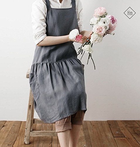 Cozymom Linen 100% Premium Gift Chef Works Handmade Apron Japanese style Cross back