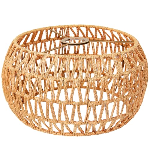 LUCORUSC Hanging Light Lamp Shades Boho Rattan Lamp Shades, Woven LampShades for Floor Lamps Rattan Pendant Lights Boho Lamp Ceiling Light, Table Lamps, Plug in Pendant Light