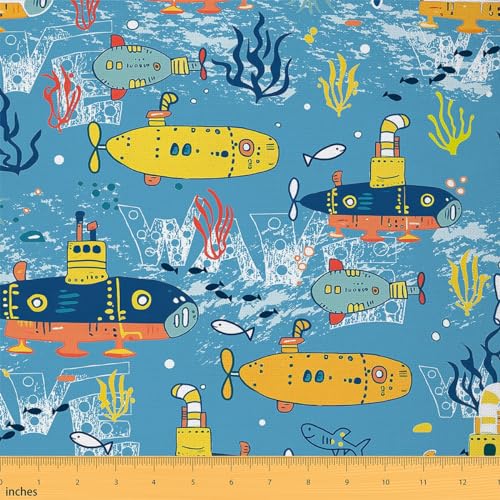 Vibrant Ocean Adventure Fabric by the Yard - Waterproof Marine-Themed Upholstery and DIY Decor for Indoor and Outdoor Use