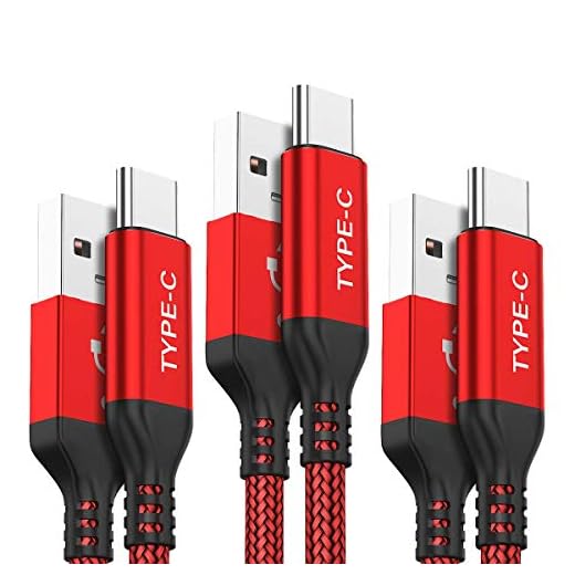 USB Type C Cable,AkoaDa 3-Pack (10ft+6.6ft+3.3ft) USB A to USB-C Fast Charger Nylon Braided Cord Compatible with Samsung Galaxy Note 20 10 9 S20 S10 Plus,LG V50 V40 G8 G7 Thinq,Moto Z Z3,Switch(Red)