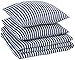 Produktbild AmazonBasics - Bettwäsche-Set, Jersey, gestreift, 240 x 220 cm / 65 x 65 cm, Marineblau