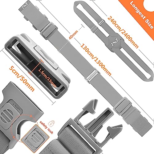 Image of 2-Pack Elastic Luggage Straps with Suitcase Bungee, Adjustable Bag Belt Travel Accessories -Gray