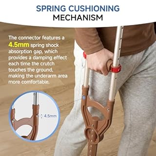 Loyoda Adjustable & Shock-Absorbing Crutch with Dual Height Adjustment, Under Arm Crutches for Adults & Kids 4'3" to 6'3"，Ergonomic Handle & Durable Rubber Tip for Maximum Comfort and Support