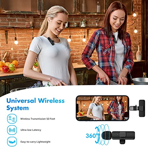 Wireless Clip Mic, Wireless Lavalier Microphones, Lapel Clip-On Microphone, Plug-Play Wireless Microphones, For Type-C Phone, Iphone, Ipad, Video Recording, Tiktok, Facebook Live, Youtube Live, 2 Pack #TOP6