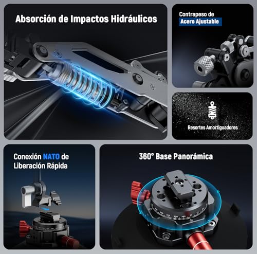 Miniatura 2 de NEEWER GA022 Soporte Cámara Acción Coche con Ventosa Vacío Brazo Hidráulico