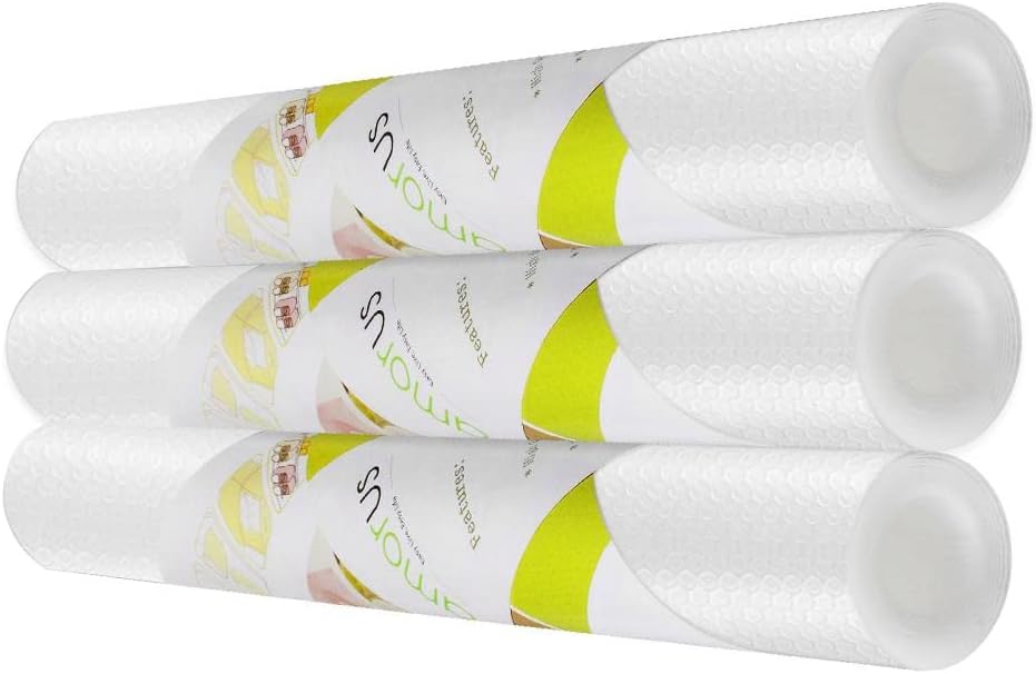 amorus Shelf Liner Draw Liner Cabinet Liner, 3 Rolls Non Adhesive Liners for Drawers Shelves Kitchen Cabinets Dresser, 17.7 x 59 inches - Clear