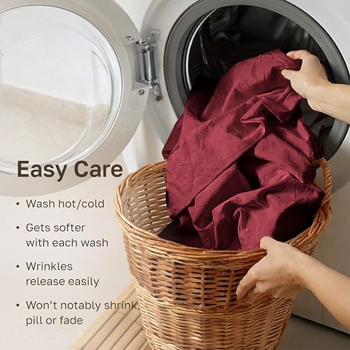 Image of California Design Den Cal King Sheet Set - Luxury 600 Thread Count 100% Cotton Sateen Bed Sheets California King Size Set with Deep Pockets, Hotel-Quality Bedding - Brick Red Bed Sheets