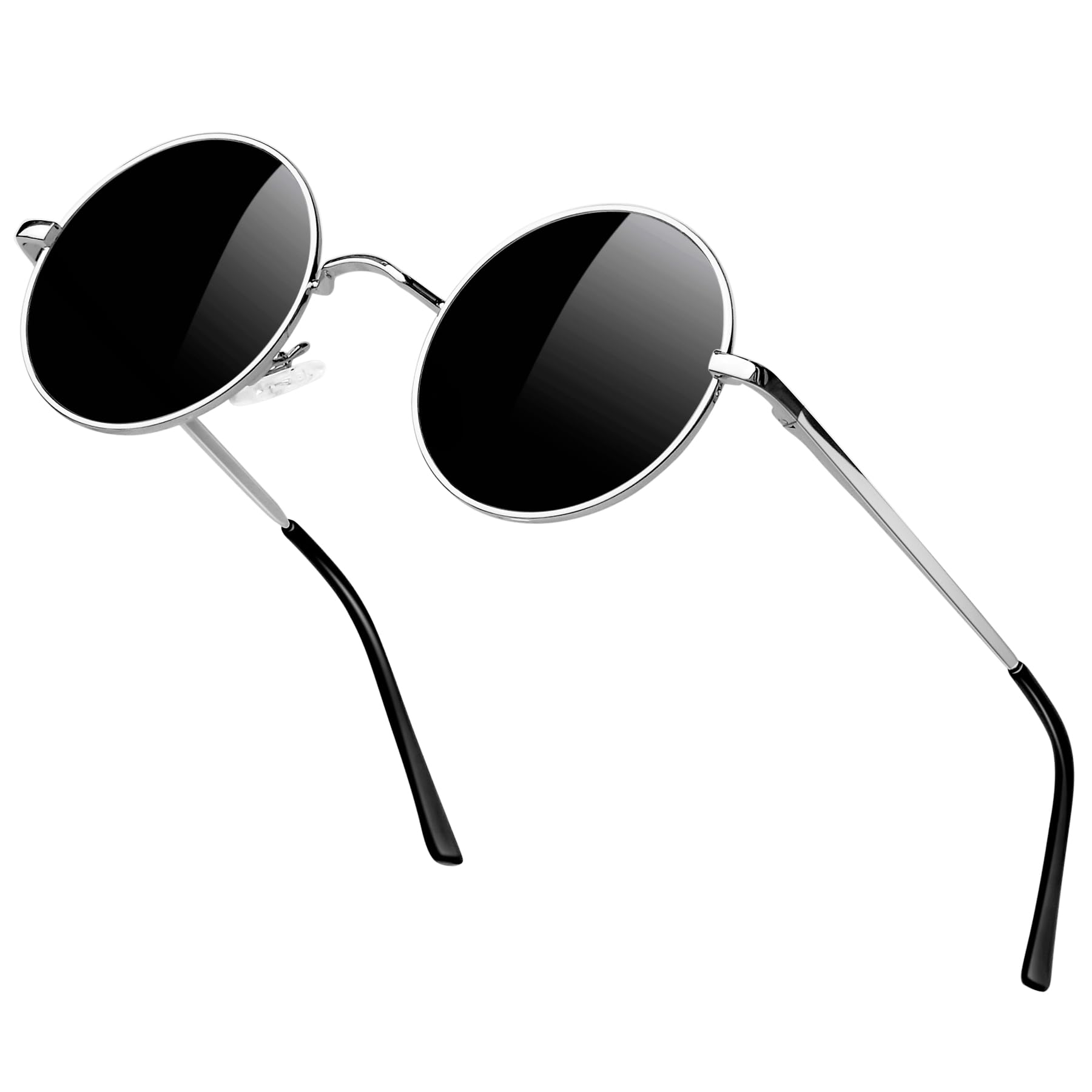Hippie Round Polarized Sunglasses for Women Men, Small Circle Sun Glasses Classic Vintage Retro Shades Metal Frame UV400 Protection