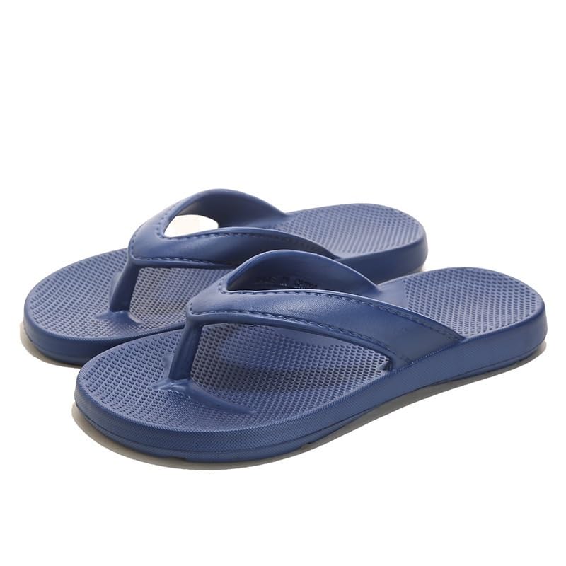 Men's flip-flops outside wear clip-on beach shoes couples shock-absorbing arch support sandals(Darkblue,Women/7.5-8.5)