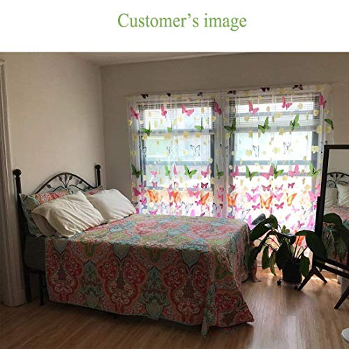 Haoun 2Pcs Butterfly Window Panels Drapes Curtains Sheer Voile Tulle Home Room 39.4X78.8 #TOP5