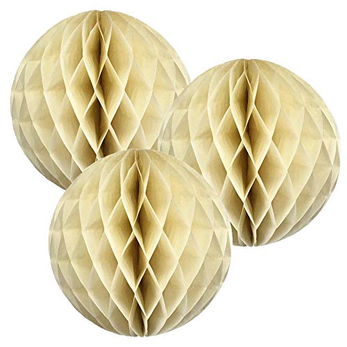 14(35CM) Paper Honeycomb Balls (Pack of 3) Several Colours Available (Ivory)
