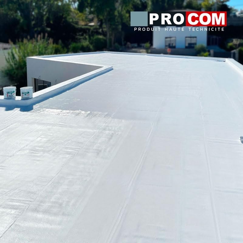 PRO COM Cool roof - Peinture toiture anti chaleur, peinture blanche réfléchissante 10 litres