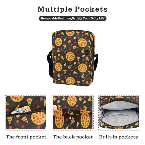 VIGTRO Small Messenger Bag Purse, Hot Spicy Pizza Slices Mini Crossbody Bag with Adjustable Strap for Women Men, Cute Food Small Shoulder Bag for Travel Outdoor Sports3
