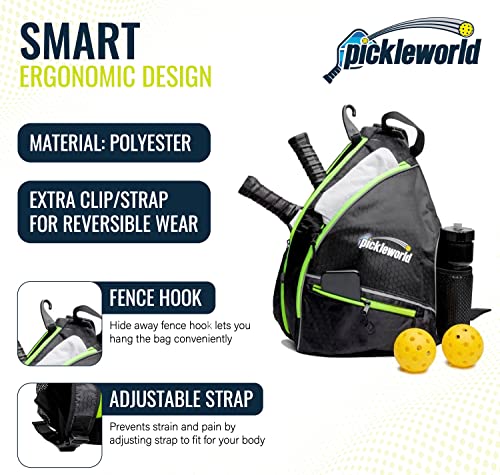 Pickleworld Pickleball Bag - Adjustable Pickleball Sling Bag For Women Men, Tennis, Pickleball, Paddle Carry Bag #TOP1