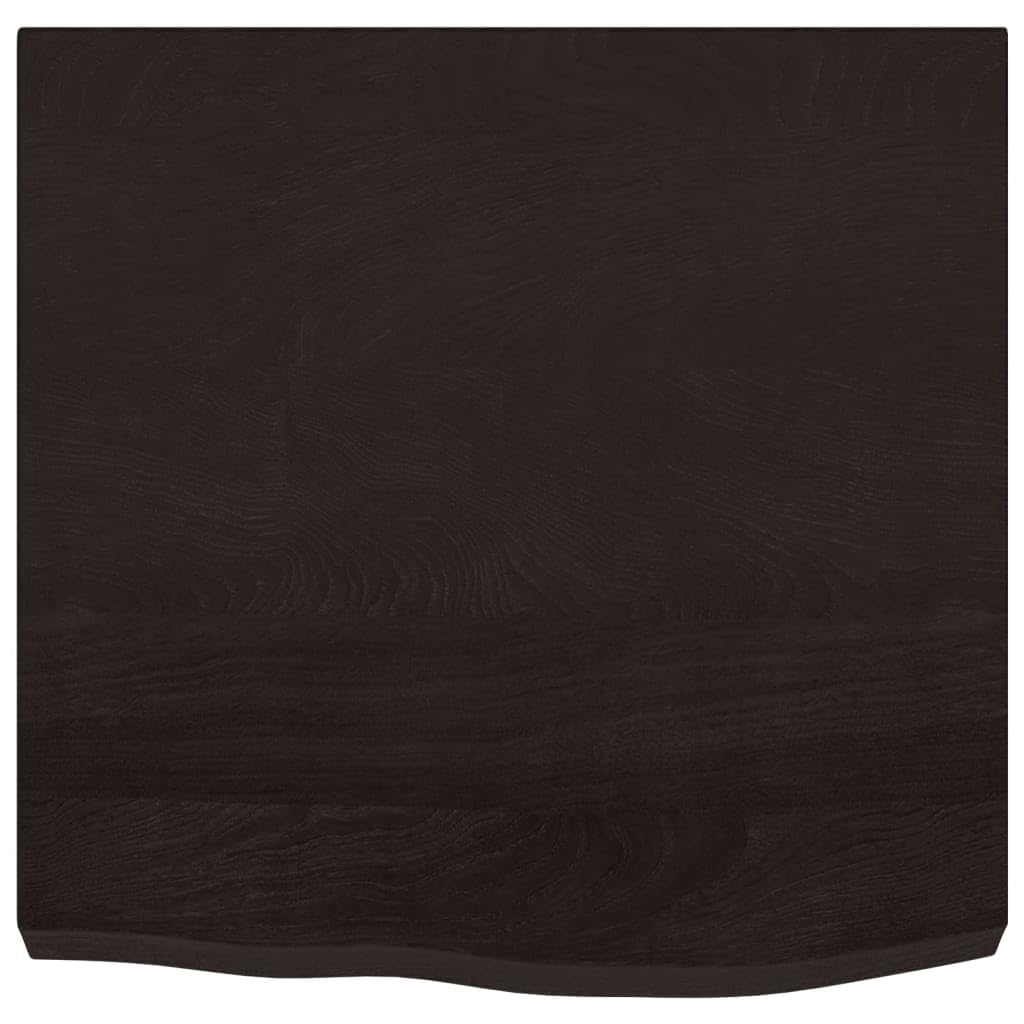 Piano per lavabo in legno massiccio di quercia, marrone scuro, 60 x 60 x (2-6) cm, con bordo naturale, piano di lavoro da cucina, per ristrutturazione e costruzione di mobili