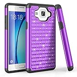Samsung Galaxy On5 Case, On 5 Case, On5 Case, TILL Studded Rhinestone Crystal Bling Shock Absorbing Hybrid Defender Rugged Slim Case Cover For Samsung Galaxy On5 G550 [Purple]