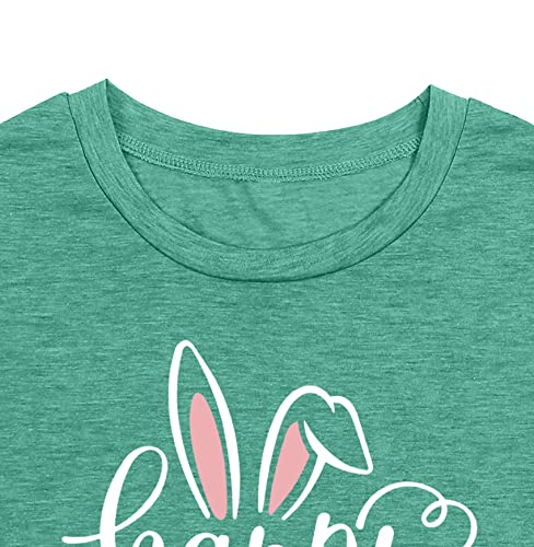 Image of Women Happy Easter T Shirt Bunny Rabbit Graphic T-Shirt Funny Letter Printed Shirts Short Sleeve Tops