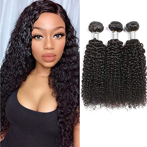 LUMIERE Hair Brazilian Virgin Kinky Curly Hair Weave Real Human Hair Weft Extensions Cheap Bundles Hair Products Natural Color 95-100g/pc(12 14 16 inch)