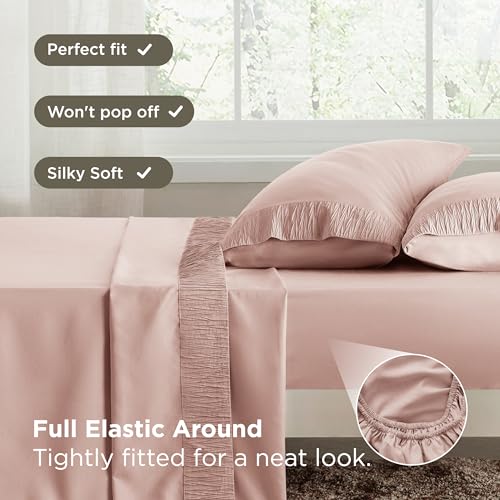 Image of Bedsure Twin XL Sheets Dorm Bedding - 3 Pieces Soft Extra Long Twin Sheets, Breathable & Cooling Bed Sheets Set, Oeko Tex, Easy Care Microfiber for Women, Men, Pink