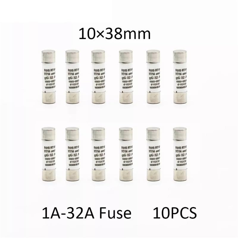 10 fusibles cilíndricos monofásicos de 13 amperios y 2 amperios.