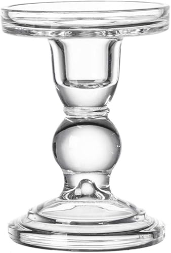 Teensery Candelabro de cristal transparente para decoración del hogar, boda, fiesta, 3.5 pulgadas