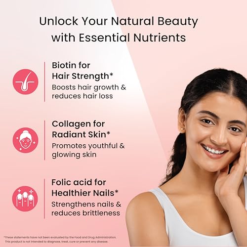 Image of Tata 1mg Hair, Skin & Nails Supreme Biotin Capsule with Collagen, Zinc, Iron and Vitamin B, For Men & Women, Pack of 60