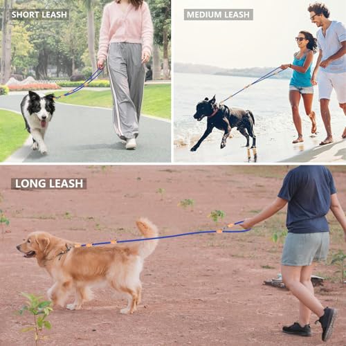 Correa de perros doble para evitar tirones en nylon negro de 12 mm apta para pasear sin esfuerzo 3