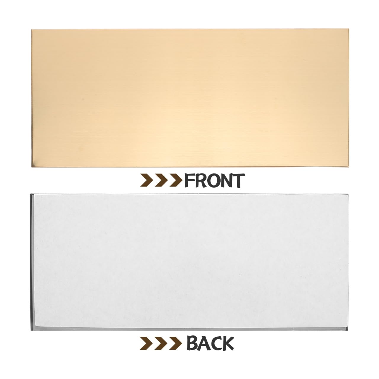 FRCOLOR Lot de 2 Plaques de Porte Adhésives 25x11 Cm en Acier Inoxydable Brossé Doré, Panneaux Métalliques Vierges Auto-adhésifs pour Bureau, École, Hôpital, Hôtel et Appartement, Plaque