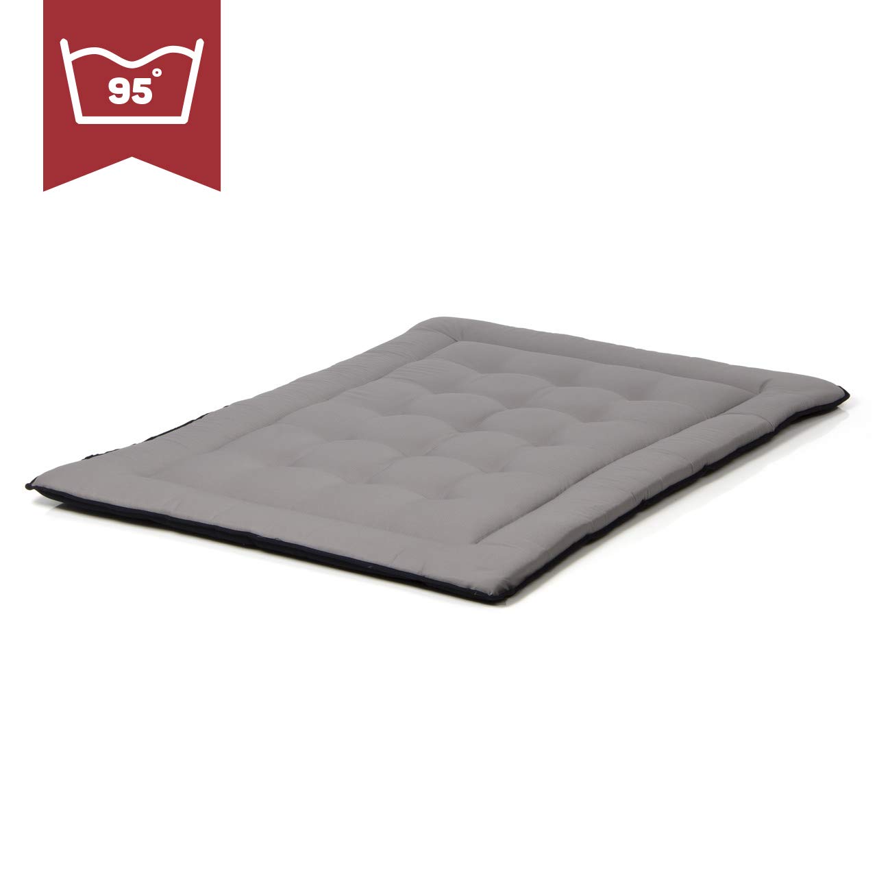 Wallace & Jones | Wendedecke pflegeleicht waschbar bis 95°C - gepolsterte Indoor/Outdoor Liegedecke für Hunde | XL - 130 x 90 cm - Schwarz/Grau
