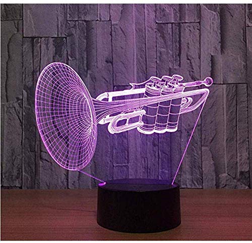 Preisvergleich Produktbild Instrument 3D Trompete Led Nachtlicht 7 Farbwechsel Schreibtisch Tischlampe Musikinstrumente Dekorationsgegenstände Wohnaccessoires Nachtlampe Dekorationsartikel