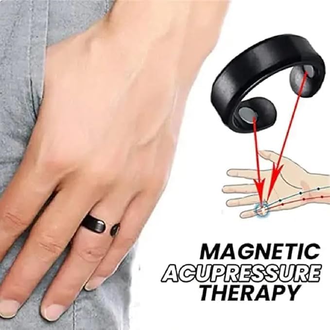 YAVRIXZ 2PCS Sugar Control Set – Acupressure Ring & Clip for Blood Sugar Balance, BP Support & Stress Relief Massager (Black) 3