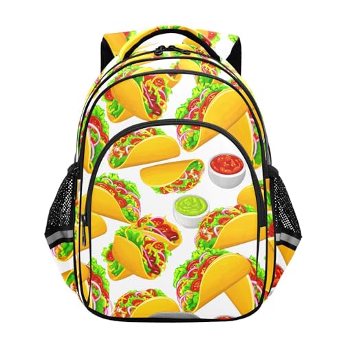 Emelivor Taco Onion White Kids Backpack Toddler School Backpack Book Bag Backpacks Schoolbag for Boys Girls,M