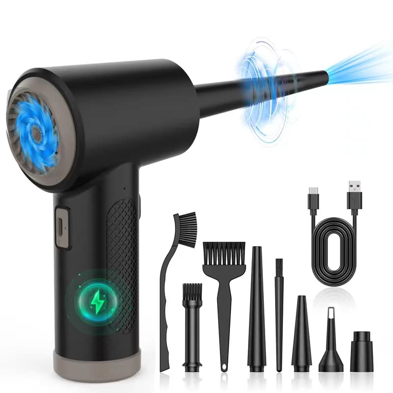 Compressed-Air-Duster-Electric air Duster 3 Gear Adjustable 91000-RPM Keyboard Cleaner with LED Light, air Duster Compressed air 7600mAh pc Cleaning air Blower car dusters Electric air Duster