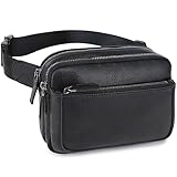 Fanny Packs for Women, Leather Vegan Belt Bag Crossbody Waist Bag Adjustable Strap, Large Fashion Everywhere Belt Bag, Black