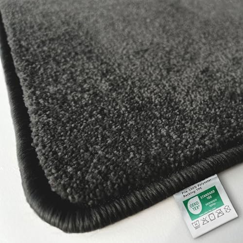 Floordirekt Badematte Carousel 80 x 150 cm, Schwarz - Weicher & dichter Hochflor - Badezimmerteppich...