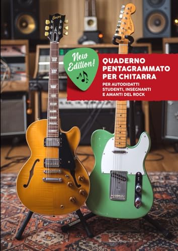 Quaderno Pentagrammato: il quaderno PROFESSIONALE per i chitarristi. con la passione per il Rock! 90 pagine con pentagrammi, tabulature, box per ... di musica - Idea > Regalo) (Italian Edition)