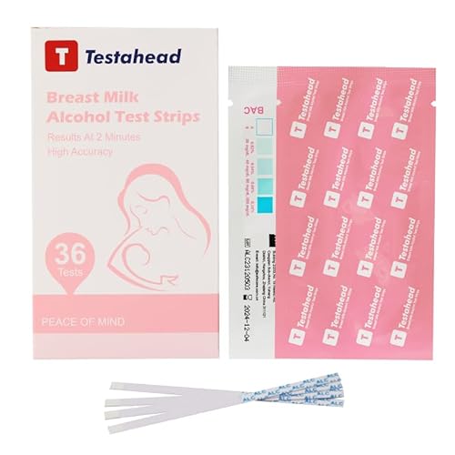 T TESTAHEAD Breast Milk Alcohol Test Strips, Quick & Accurate Alcohol Test Strips for Breastmilk at Home, Results in 2 Minutes, 36 Pack