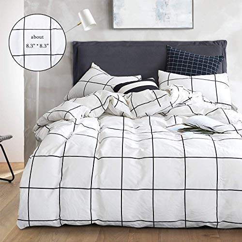 Houseri Black And White Plaid Comforter Set King White Grid Comforter Bedding King Size Buffalo Checkered Comforter Women Gingham Bedding Comforters Sets Men King Size White Comforter With Black Lines #TOP1