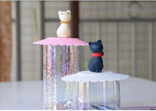 Miniatura 2 de DOITOOL Taza de café de cerámica Tapas de silicona para tazas de animales y gatos, tapa de taza de café reutilizable de silicona, sello hermético,