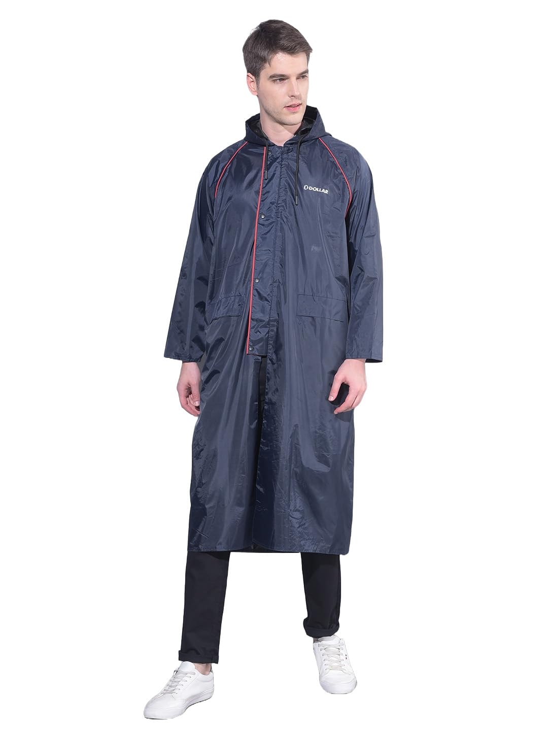 dollar Men's Waterproof PVC Long Raincoat | Zipper & Button Closure | Adjustable Hood & Pocket | Full Length Lightweight Rainwear for Outdoor Leakproof Protection-picture-53